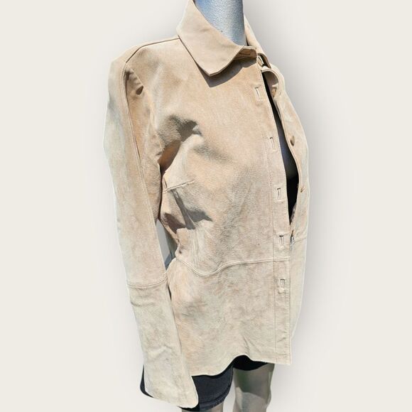 Massini Neutral Ivory Beige Leather Trench Medium - Picture 3 of 14